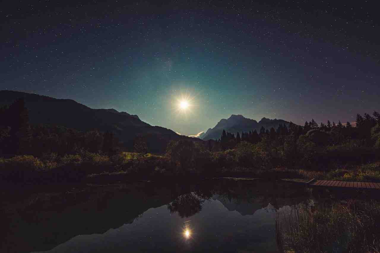 moonshine, lac, réflexion